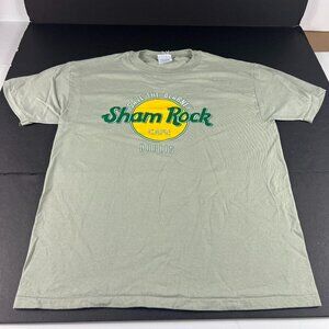VTG 90s Sham Rock Cafe Dublin Fits Medium Green Faded Single Stitch Tee Tag L
